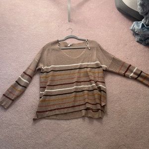 Striped V neck sweater